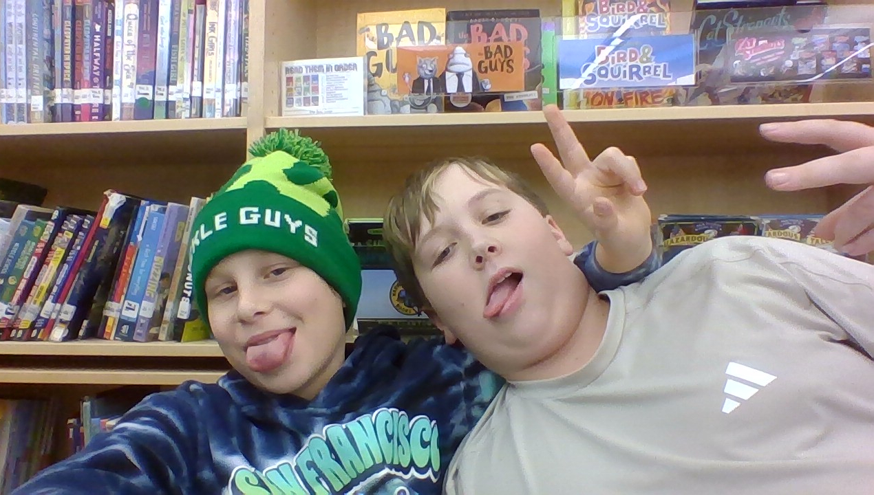 Owen and Owen, the kids that made the filling of the website. ( Lubarsky on left, Huntoon on right.) Jacob Samuelson made the base and template of the website though.